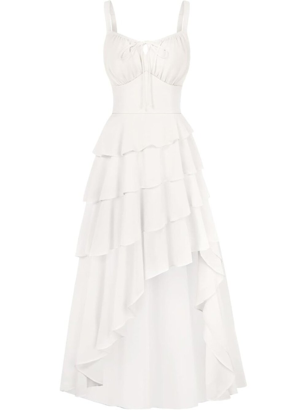 Women's White Ruffled Renaissance Pirate Gothic Fairy Core Costume Dress